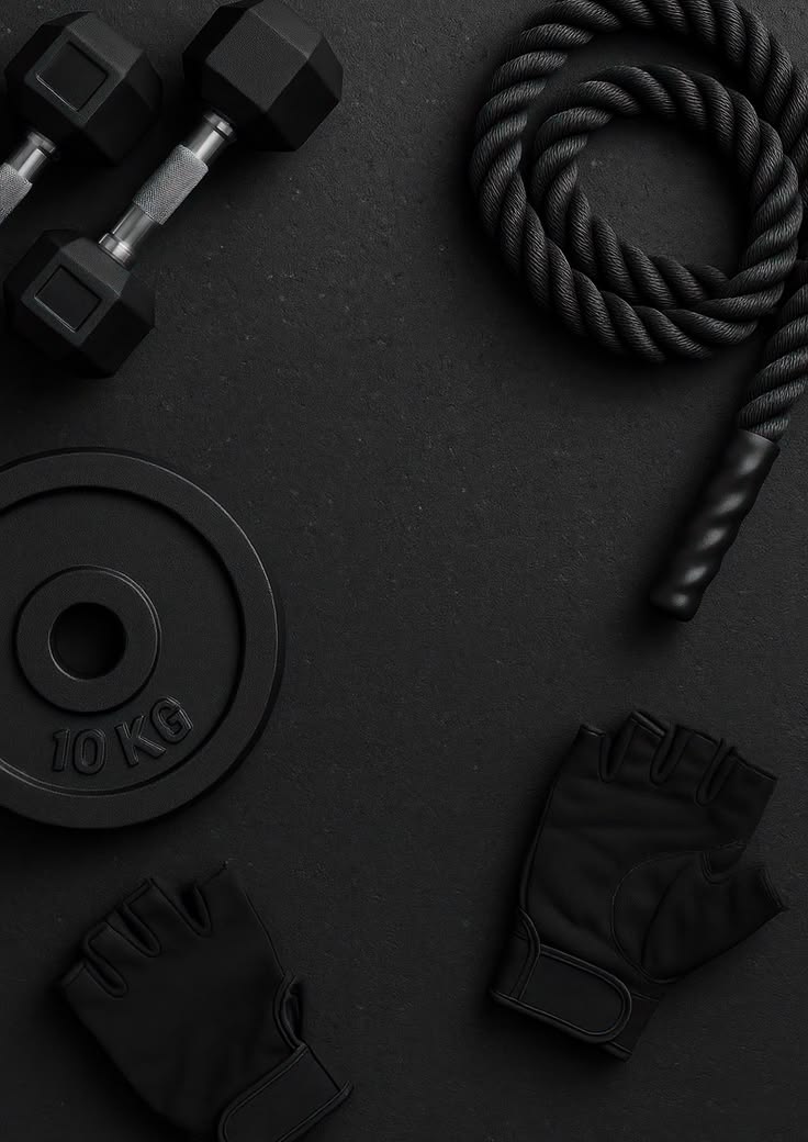 sleek black fitness equipment essentials.